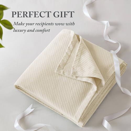 Madison Park Liquid Cotton Luxury Blanket Premium Soft Cozy 100% Ring Spun Cotton For Bed , Couch or Sofa, King, Ivory Madison Park