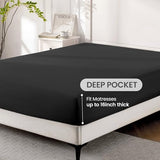 ROSE&RISY Black Full Sheet Set, 4 Pieces Soft Bedding Queen Sheet Set, Breathable and Cooling,Includes 1 Fitted, 1 Flat, 2 Pillow Cases - Deep Pocket (Black, Full) ROSE&RISY