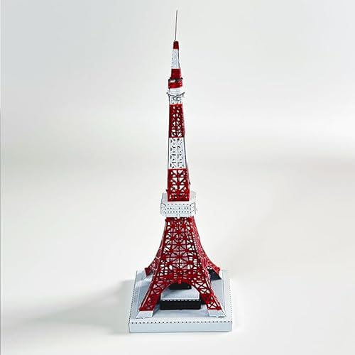 Tokyo Tower 3D Metal Model Kit, DIY Assembly Puzzle, Japanese Landmark Building Replica, Red and White