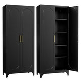 SteeLoong Kitchen Pantry Cabinet,75 Inch Black Metal Storage Cabinet with Door and Adjustable, Tall Pantry Cabinets for Kitchen Storage,Cupboard for Living Room,Dining Room and Bathroom SteeLoong