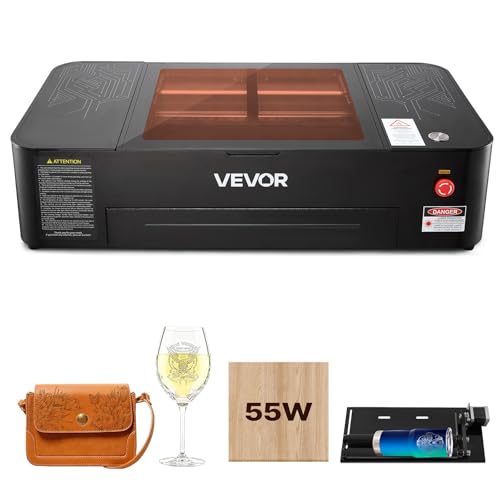 VEVOR 55W CO2 Laser Engraver, 20 x 12 in, Desktop CO2 Laser Engraver and Cutter Machine with 16MP Camera, Water Pump, Rotary Axis, Compatible with LightBurn CorelDRAW RDWorks, for Wood Acrylic Glass VEVOR