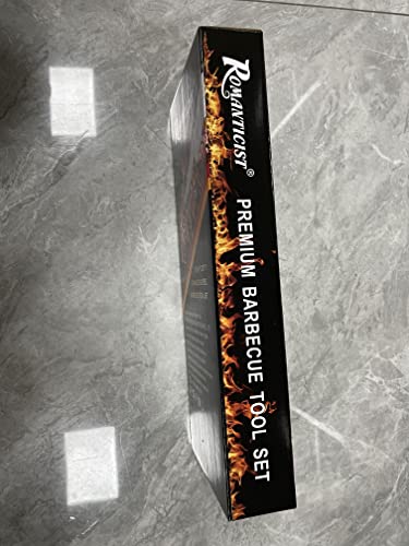 ROMANTICIST 28pc BBQ Accessories Set with Thermometer - The Very Best Grill Gift on Birthday Wedding - Heavy Duty Stainless Steel Grill Set in Case for Outdoor Cooking Camping Grilling Smoking ROMANTICIST