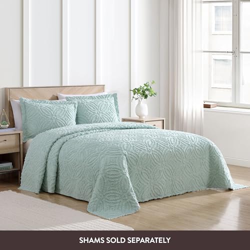 Beatrice Home Fashions Wedding Ring Chenille Bedspread, King, Blue Beatrice Home Fashions