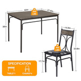 VECELO Dining Table Set for 4, Kitchen Table Set with 4 Chairs for Small Space, Space-Saving and Modern Design, Apartment, Easy to Assemble, Retro Brown VECELO
