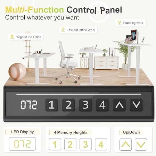 Furmax Electric Standing Desk, 45 x 24 Inches Sit Stand up Desk, Sit Stand Height Adjustable Home Office Desk with 4 Height Position Memory - with Splice Board (White, 45) Furmax