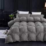 Three Geese Oversized King Size Pinch Pleat Feather Down Fiber Comforter - All-Season Down Duvet Insert Fluffy Baffle Box Design with 8 Corner Loops for Warmth and Softness. Three Geese