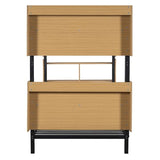 YOPTO Twin Over Twin Size Metal Bunk Bed with Ladder and Full-Length Guardrail,Modern Bunkbeds W/Storage Headboard and Foot Shelving,No Box Spring Needed,2 Assembly Options,for Teens,Bedroom,Black YOPTO