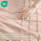 Comfort Spaces Blush King Size Comforter Set - 3 Piece Pintuck Pleated Bedding Set, All Season Lightweight, Extra Soft Pre-Washed Microfiber Bed Set, Shams Comfort Spaces