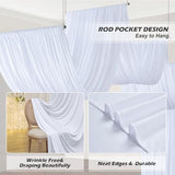 20 ft×20 ft White Ceiling Curtain Drapes for Weddings Parties, Wrinkle Free Polyester Draping Fabric White Drapery for Party Tent Canopy Hotel Banquet Hall Ceiling Decor-4 Panels 5×20ft leegleri