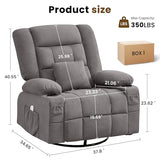 MAHOMICO Oversized Massage Swivel Recliner Chair with 4-Point 3D Kneading Massage and Heat for Living Room with Rocking Function 2 Cup Holders, USB Charge Port