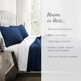 Lush Decor Ava Quilt Diamond Pattern Solid 3 Piece Oversized Bedding Blanket Bedspread Set - Full/Queen - Navy Lush Decor