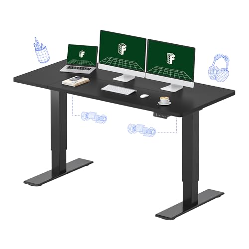 FLEXISPOT 63"x28" Large Dual Motor Electric Standing Desk, Black - 198 LBS Heavy-Duty Capacity, Ideal for Home Office, Creative Studio, or Multi-Monitor Setup FLEXISPOT