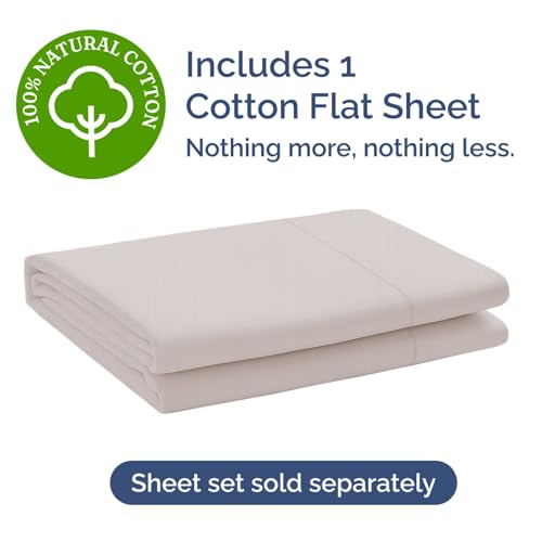 Full 400 Thread Count 100% Cotton Flat Sheet - Comfortable, Cooling & Breathable Cotton - Top Flat Sheet Only - Luxury Hotel Quality Bedding - Extra Soft & Comfy - Easy Care, Wrinkle Free - Light Grey CGK Unlimited