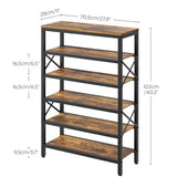 YATINEY 6-Tier Tall Shoe Rack Organizer, Wooden Shoe Storage for Closet Holds 24 Pairs, Sturdy Shoe Shelf with X-Shaped Metal Support, for Entryway, Bedroom, Rustic Brown and Black SS206BR YATINEY
