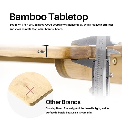 Zoopolyn Tv Tray Table Bamboo Tv Dinner Table Z Shaped end table for Sofa Couch Laptop Living Room Bedroom Natural Zoopolyn