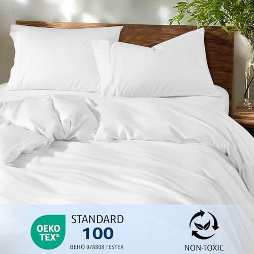 Shilucheng 100% Cotton Queen Size Duvet Covers - 600 Thread Count, Luxury Sateen Weave Egyptian Cotton Comforter Cover with Zipper Closure & Corner Ties，Hotel Bedding Duvet Covers 3 Piece (White) Shilucheng
