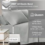Comfort Spaces Cotton Flannel Sheets Queen Size, Ultra Soft Flannel Sheet Set with 14" Elastic Pocket , Breathable Warm Flannel Bedding, Grey Solid 4 Piece Comfort Spaces
