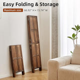 Asnefeli Wood 4 Panel Room Divider, 5.6Ft Detachable Folding Privacy Screen for Room Separation, 33.5" 2in1 Removable Short Wall Divider Screen for Home Office, Bedroom, Dog Gate for Isolate Dog-Brown Asnefeli