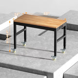 Hombanyan Heavy Duty Workbench Adjustable, Solid Wood Working Bench, Work Tables with Power Outlets for Home Office, 2000 Lbs Capacity (48 inch with Wheels) Hombanyan