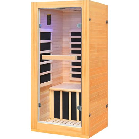 Lamar Far Infrared Sauna with Red Light Therapy, Low EMF Personal Home Sauna, 10-Color Light Therapy, Bluetooth Speakers - Indoor Luxury Spa for House and Gym Lamar