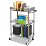 Alera ALESW342416BA 28 in. x 16 in. x 39 in. 500-lb. Capacity Three-Tier Wire Rolling Cart - Black Anthracite Alera