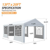 Raysfung 13 x 20Ft Party Tent Heavy Duty Outdoor Wedding Tent with Removable Sidewalls Event Shelters Canopy for Party Raysfung