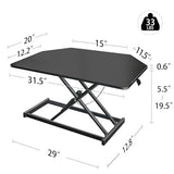Aconcept 32 inch Black Corner Height Adjustable Standing Desk Converter, One-Click Sit to Stand up Desk Riser, Pre-Assembled for Dual Monitor and Laptop Workstation Aconcept