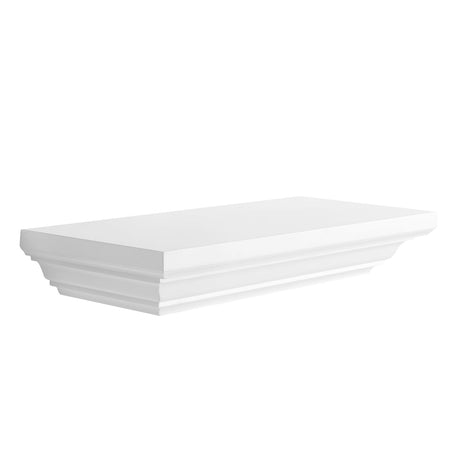 JOLLYMER Concealment Gun Shelf with Hidden Trap Door with RFID Lock, White Floating Shelf for Living Room JOLLYMER