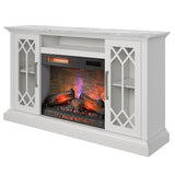 duraflame® Electric Fireplace Farmhouse Media Console for 65 Inch TVs with Glass Doors, Bright White Duraflame