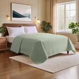 HollyHOME Luxury Checkered Super Soft Solid Single Pinsonic Quilted Bed Quilt Bedspread Bed Cover 86"x96", Sage, Full/Queen HollyHOME