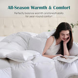Yalamila Goose Feather Down Fiber Comforter Twin, 100% Cotton Cover Ultra Soft Fluffy Twin Duvet Insert, All Season Luxurious Hotel Collection Comforter with 8 Loops, White 68"x90" Yalamila