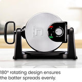 Chefman Rotating Belgian Waffle Maker, 180° Flip Iron w/ Non-Stick Plates, Adjustable Timer, Locking Lid, & Drip Plate, Space Saving Storage, Mess-Free Breakfast, Stainless Steel/Black Chefman