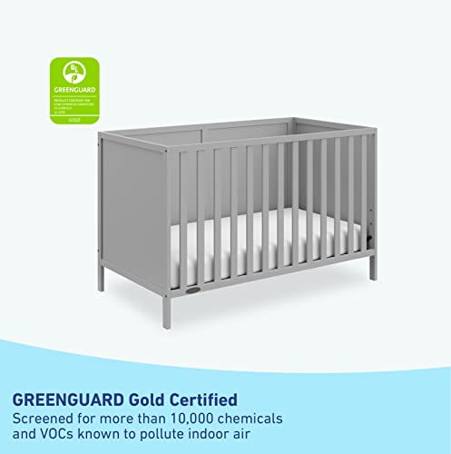 Graco Theo 3-in-1 Convertible Crib (Pebble Gray) - GREENGUARD Gold Certified, Converts to Toddler Bed & Daybed, Fits Standard Full-Size Crib Mattress, 4 Adjustable Mattress Heights Graco