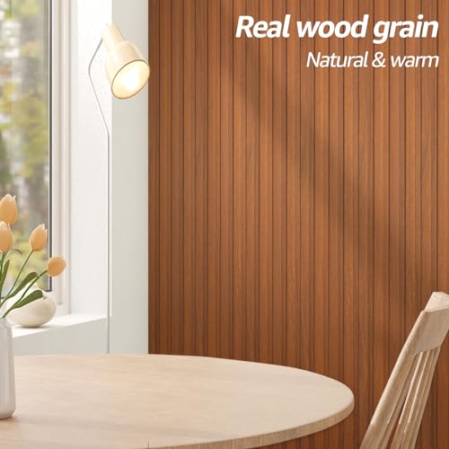 Art3d WPC Slat Wall Panels, 16-Pack 48 x 6 Inch 3D Wall Accents for Interior Wall Decor, Living Room, Bedroom, Teak Art3d