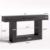 LITTLE TREE 63 Inches Long Console Table, 2-Tier Farmhouse Sofa Table Behind Couch, Large Narrow Entryway Table for Living Room, Wooden Hallway Foyer Table with Heavy Duty Base, Grey LITTLE TREE