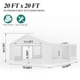 GARTOO 20' x 20' Canopy Party Tent & Carport - Heavy Duty Outdoor Wedding Gazebo with 4 Sand Bags, Event Shelter Canopy for Outdoor Event, Wedding, Birthday Party GARTOO