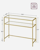 VASAGLE 39.4 Inch Console Sofa Table, Modern Entryway Table, Tempered Glass Table, Metal Frame, 2 Shelves, Adjustable Feet, for Living Room, Hallway, Gold Color ULGT025A01 VASAGLE