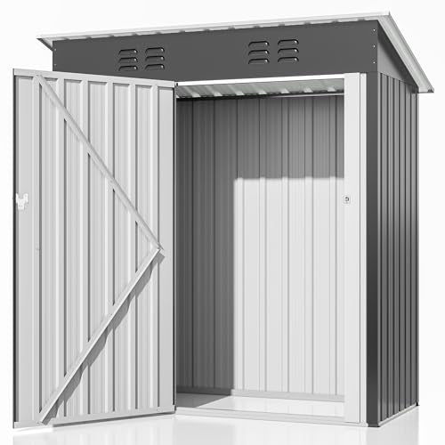 VIWAT 4.5x2.5 FT Outdoor Storage Shed, Large Garden Shed with Updated Frame Structure and Lockable Doors, Metal Tool Sheds for Backyard Garden Patio Lawn, Black - WoodArtSupply