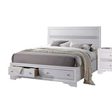 Acme Naima Eastern King Wooden Bed with Storage in White ACME Furniture