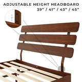 Bme Caden 15-Inch Adjustable Dark Chocolate Bed Frame - Mid Century Modern Design with Solid Acacia Wood Bme
