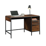 Sauder Nova Loft Single Ped Desk, L: 48.74" x W: 24.96" x H: 29.53", Grand Walnut Finish Sauder