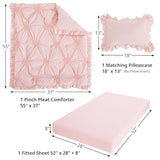 HOMBYS 3 Pieces Princess Pink CribBedding Set for Baby Girls, Ultra Soft Blush Pinch Pleat Comforter Set with Ruffles for All Season HOMBYS