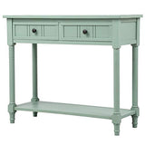 Knocbel Antique Entry Console Table with Drawers & Bottom Open Shelf, Wood Sofa Tables for Entryway Hallway Living Room, 35.43" W x 13.8" D x 30.25" H, Retro Blue Knocbel
