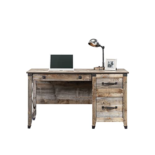 Sauder Carson Forge Pedestal Desk, L: 53.19" x W: 22.64" x H: 29.80", Soft White Finish - WoodArtSupply