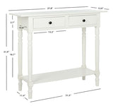 SAFAVIEH Home Collection – Rosemary Distressed Cream Console Table with Drawers & Shelf, Classic Contemporary Storage Console, Turned Leg Design (AMH5705C) SAFAVIEH