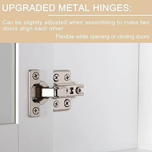 MUPATER 72'' Kitchen Pantry Cabinet Storage Hutch with Microwave Stand, Freestanding Pantry Buffet Cabinet with Adjustable Shelves, Cupboard and Drawer for Home, White MUPATER