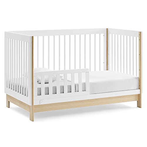 GAP babyGap Tate 4-in-1 Convertible Crib - Greenguard Gold Certified, Bianca White/Natural - WoodArtSupply