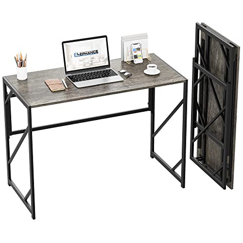 Elephance Folding Desk Writing Computer Desk for Home Office, No-Assembly Study Office Desk Foldable Table for Small Spaces Elephance