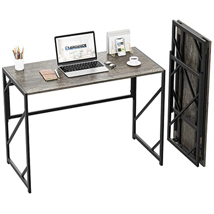 Elephance Folding Desk Writing Computer Desk for Home Office, No-Assembly Study Office Desk Foldable Table for Small Spaces - WoodArtSupply