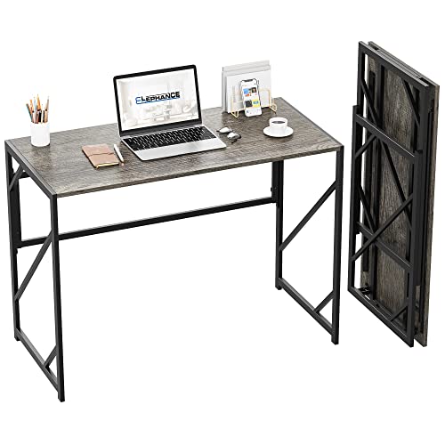 Elephance Folding Desk Writing Computer Desk for Home Office, No-Assembly Study Office Desk Foldable Table for Small Spaces - WoodArtSupply